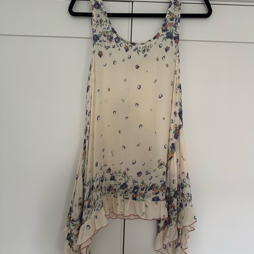 Free People Cream Floral High Low Dress